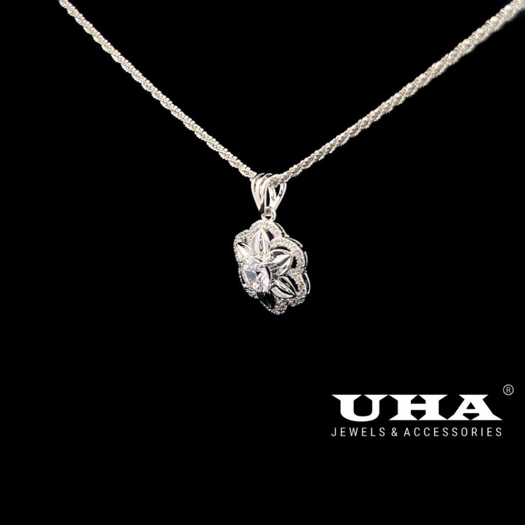  M1764 Mặt và dây chuyền nữ đính đá CZ sáng lấp lánh UHA 
