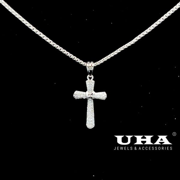  M1563 Mặt và dây chuyền thánh giá Unisex đính đá CZ cao cấp UHA 