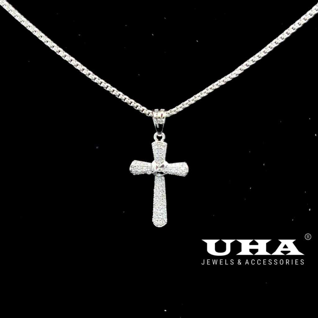  M1563 Mặt và dây chuyền thánh giá Unisex đính đá CZ cao cấp UHA 