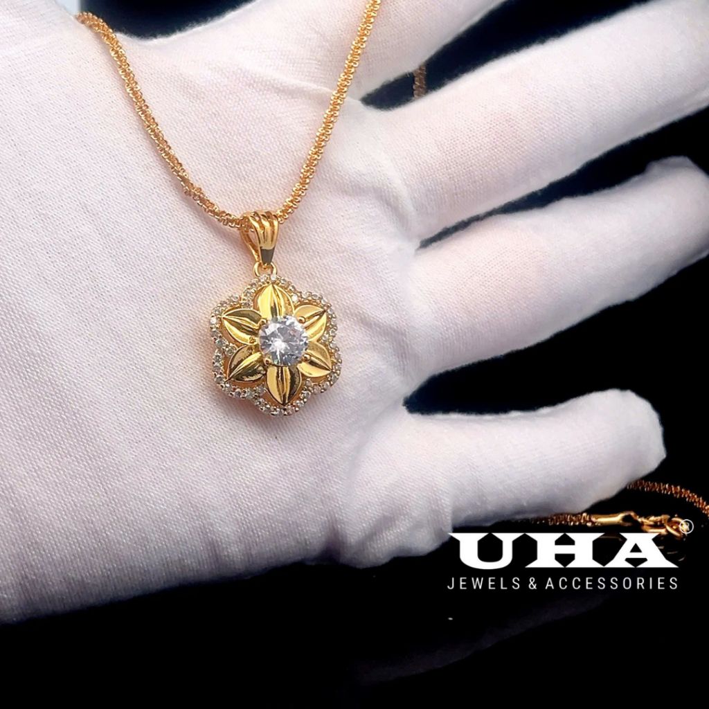  M1764 Mặt và dây chuyền nữ đính đá CZ sáng lấp lánh UHA 