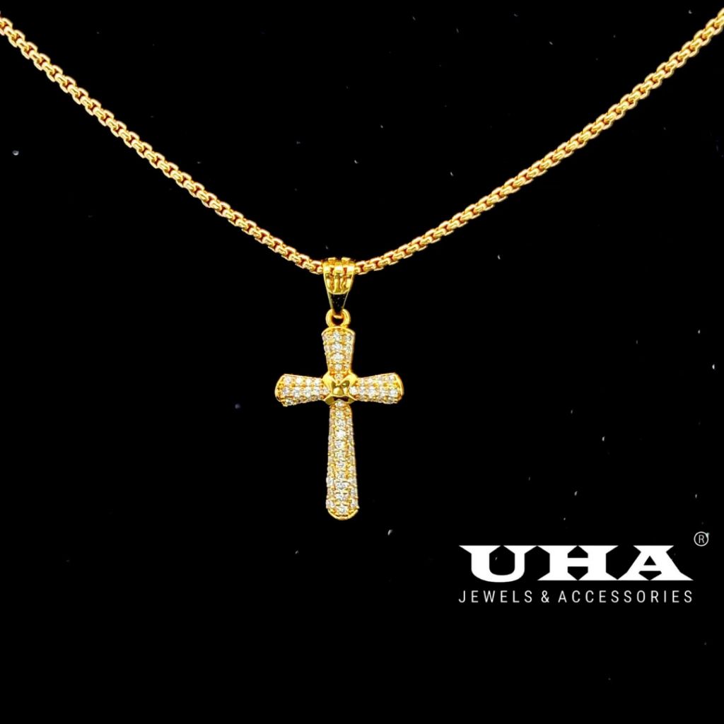  M1563 Mặt và dây chuyền thánh giá Unisex đính đá CZ cao cấp UHA 