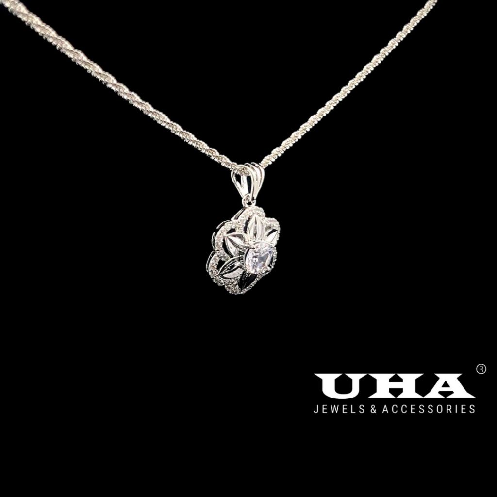  M1764 Mặt và dây chuyền nữ đính đá CZ sáng lấp lánh UHA 