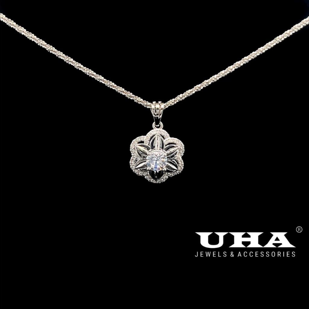  M1764 Mặt và dây chuyền nữ đính đá CZ sáng lấp lánh UHA 