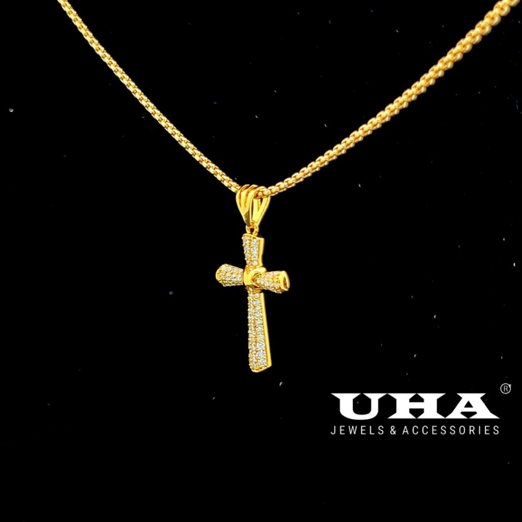  M1563 Mặt và dây chuyền thánh giá Unisex đính đá CZ cao cấp UHA 